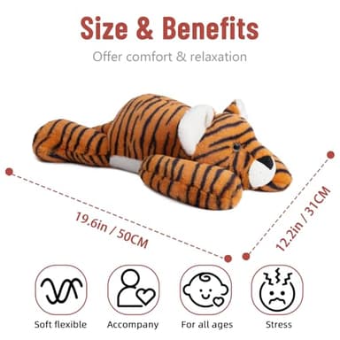 Niuniu Daddy 20" | 3.3 Pound Tiger Weighted Stuffed Animals for Adults, Stuffed Tiger Plush Toy for Toddler Teens Kids, Large Fluffy Plushy Pillow with Soft Fur for Present Christmas Birthday - Image 7