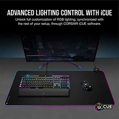 CORSAIR MM700 RGB Extended Cloth Gaming Mouse Pad - 36.6" x 15.8" - 360° RGB Lighting - Two USB Port Hub - Thick Rubber - Black - Image 8