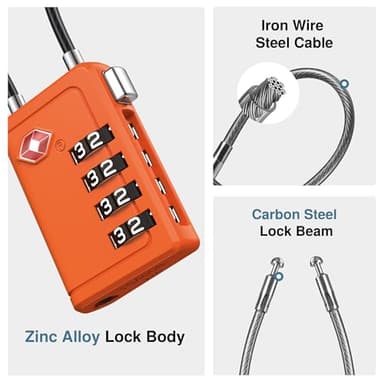 Puroma TSA Approved Luggage Travel Locks with Open Alert Indicator, 4 Digit Combination Resettable Code Zinc Alloy Lock for Suitcase, Backpack, Bag, Toolbox, Locker (2 Pack, Rose Purple) - Image 4