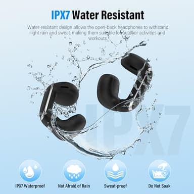 Wireless Earbuds, Clip On Ear Headphones, Bluetooth 5.4 HiFi Stereo Earbuds, 42H, LED Display Ear Buds, Comfortable Lightweight, IP7 Waterproof Open Ear Earphones, Earbud for Workouts Running, Black - Image 5