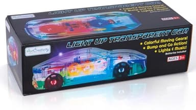 ArtCreativity Light Up Transparent Sensory Car Toy for Kids, 1PC, Bump and Go Toy Car with Colorful Moving Gears, Music, and LED Effects, Easter Toys for Toddlers, Great Birthday Gift Idea - Image 6