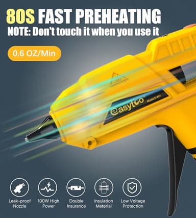 Hot Glue Gun Cordless – Craft Glue Guns, Compatible with DeWalt 20V Lithium-ion Battery(NO Battery, Tool Only) Full Size Hot Glue Gun Quick Heating with 10Pcs 0.43" Glue Sticks for Arts & Crafts & DIY - Image 4