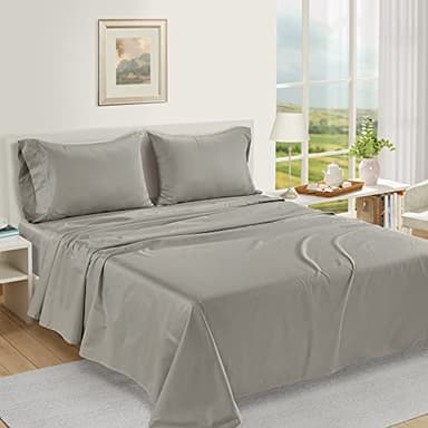 LANE LINEN 100% Egyptian Cotton Bed Sheets sábanas Queen, Soft & Comfy Luxury Hotel Like Thick Bedding Sheets & Pillowcase Set, Machine Wash Cooling 16'' Queen Deep Pocket Sheet Set-Silver - Image 2