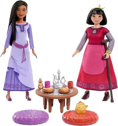 Mattel Disney Wish Toys, Best Friends Tea Time Playset with Asha & Dahlia of Rosas Dolls, 2 Figures, 1 Table & 10 Accessories, Inspired by the Movie - Image 1