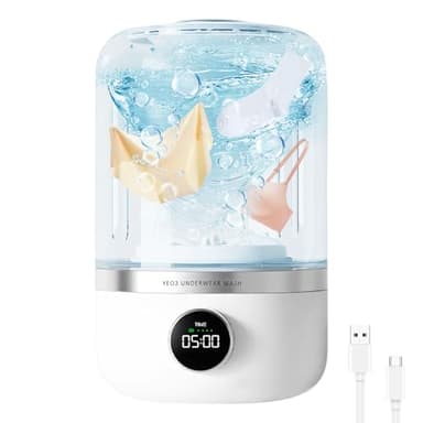 Mesenymm Portable Washing Machine, Rechargeable 4000mAh Cordless Mini Washing Machines, 1L Underwear Washing Machine, Collapsible Compact Washer for Baby Clothes/Underwear/Camping/RV Travel/Apartment - Image 1