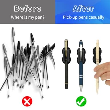 Biottro Adhesive Pen Pencil Holder for Desk Wall, 12PCS Marker Holder for Whiteboard Silicone Pen Holder for Clipboard Office Essentials Teacher Supplies (12PCS Black) - Image 5