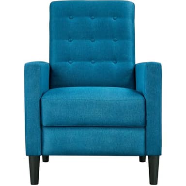Yaheetech Fabric Recliner Chair Mid-Century Modern Recliner Adjustable Single Recliner Sofa with Thicker Seat Cushion Tufted Upholstered Sofa with Pocket Spring for Living Room Bedroom Blue - Image 1