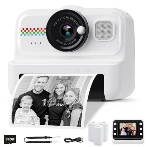 HiMont Kids Instant Print Camera, 1080P HD Kids Camera Instant Print with 3 Rolls Print Paper & 32GB Card, Ideal Kids Toys Gifts for Boys & Girls Age 3-14 (Black) - Image 1