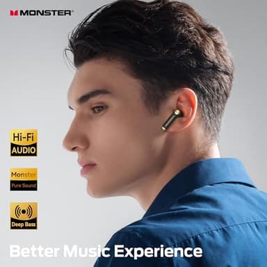 Monster N-Lite 211 Wireless Earbuds, Bluetooth 6.0 Stereo Headphones with Noise-Cancelling Mic and LED Display, Built-in Mic for Clear Calls, Waterproof Design for Sports - Image 2
