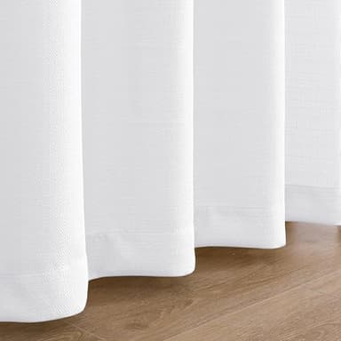 Chyhomenyc White Curtains 120 Inch Length 2 Panels Set, Faux Linen Textured Light Filtering Soft Airy Farmhouse Curtain Drapes Ceiling to Floor for Large Window, 50Wx120L - Image 9