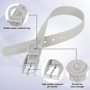 Wisedog Waterproof Dog Collar, Adjustable Soft Rubber Coated Webbing, Odor-Proof and Easy to Clean for Small Medium Large Dogs, with Airtags Case(S|8.5"-12.5" × 4/5 in, Gray) - Image 4