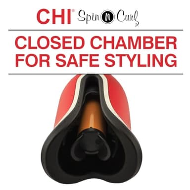 CHI Spin N Curl, Curling Iron For Healthy & Shiny Effortless Curls & Waves, Provides Preset Temperature Settings For Each Hair Texture, Ruby Red - Image 3