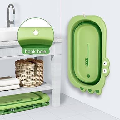 Beberoad Love Collapsible Toddler Bathtub Baby Bathtub from Newborn to Toddler Portable Infant Bathtub Height-Adjustable (Green) - Image 3