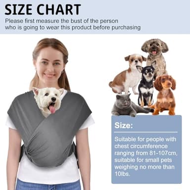 CUBY Swaddle Dog Sling Carrier for Small Dogs, Front Pet Sling Carrier Chest,Hands Free Adjustable Cat Sling Carrier Soft Cotton Reducing Pain Puppy Sling Carrier for Small Pet Up to 10lb (Dark Gray) - Image 3
