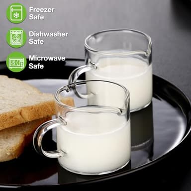 Qipecedm Espresso Cups Set of 2, 4 OZ Double Spouts Cups, Shot Glasses, Milk Cup with Handle, Clear Glass, Espresso Accessories for Machine, Small - Image 3