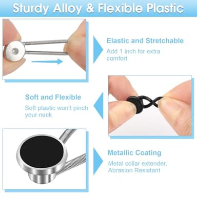 16 Pcs 4 Styles Collar Extenders for Mens Shirts, Elastic Neck Extenders/Button Extender for Dress Shirts, Tie, Suit Accessories Men for 1/2 Size Expansion of Men Dress Shirts - Image 3