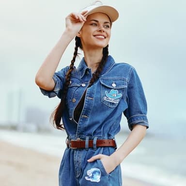 24Pcs Coastal Cowgirl Iron On Patches for Hats, Summer Ocean Embroidered Blue Patches for Girls, Heat Press Embroidery Patch for Trucker Hat/Clothes/Denim Jeans/Beach Bags - Image 4