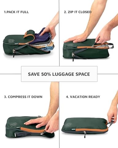 Compression Packing Cubes 6 Piece Set for Travel - Lightweight, Durable Clothes Organizer for Carry-On Luggage and Backpacks by TRIPPED Travel Gear (Green and Brown) - Image 5