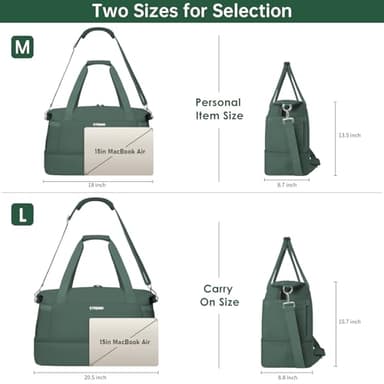 ETRONIK Gym Bag for Women, 47L Carry On Travel Duffel Bag with Shoes Compartment, Weekender Overnight Bag with Wet Pocket & USB Charging Port for Women, Travel, Gym, Weekend, Large Size (Dark Green) - Image 3