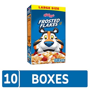 Kellogg's Frosted Flakes Breakfast Cereal, 8 Vitamins and Minerals, Kids Snacks, Large Size, Original, 10.8lb Case (10 Boxes) - Image 2