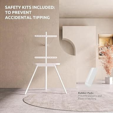 PUTORSEN Easel TV Stand for 43 to 65 inch LED LCD OLED Screens Hold up to 88lbs, Height Adjustable Tripod TV Floor Stand with Shelf/Snap Lock/Anti-Tip Strap, Max VESA 400x400mm, Matte White - Image 7