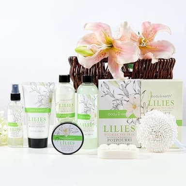 Spa Gift Baskets For Women Body & Earth 10pcs Spa Gifts For Women, Lily Gift Baskets Bath and Body Works Gift Set For Women with Bubble Bath, Body Lotion, Christmas Gift Baskets for Women Bath Set - Image 9