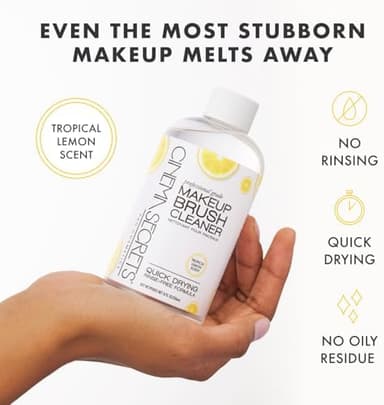 Cinema Secrets Original Makeup Brush Cleaner Solution - Professional Cleanser for Makeup Brushes - Quick-Drying, Rinse-Free Formula - Removes Stubborn Waterproof Make Up - Lemon - Image 3