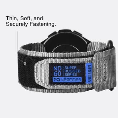 Nereides Band Compatible with Samsung Galaxy Watch 7 6 5 4 40mm 44mm/Watch 6 4 Classic 43/47mm 42/46mm, Galaxy Watch 5 Pro 45mm/Active 2 Band, 20mm Nylon Adjustable Sports Strap for Men Women(Grey,L) - Image 6