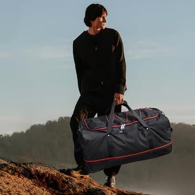 Vomgomfom 32" Soft-Sided Foldable Wheeled Travel Duffel Bag,Expandable 110L to 140L Rolling Cargo Bag with 2 Wheels and Multiple Pockets,Black-red - Image 7