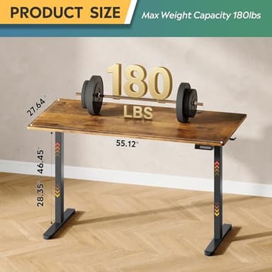 DEVAISE 55 x 28 Inches Electric Standing Desk, Adjustable Height Stand up Desk, 28" Deeper Desktop Sit to Stand Desk with 3 Memory Preset, Adjustable Computer Desk for Home Office (Rustic Brown) - Image 3
