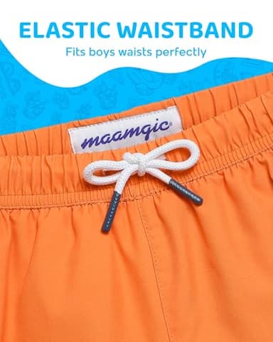 maamgic Boys Swim Trunks with Compression Liner 4-Way Stretch Quick Dry Swim Shorts Swimming Trunks Toddler Warm Orange 3T - Image 3
