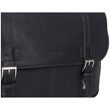 Kenneth Cole REACTION Show Business 16" Colombian Leather Business Laptop Portfolio Messenger Bag, Black - Image 9