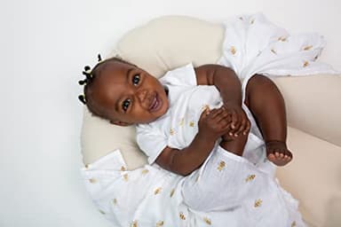 lulujo Baby Swaddle Blankets | Unisex Softest Breathable Cotton Muslin Swaddle Blanket Set | Neutral Receiving Blanket for Girls & Boys | 40in x 40in | Bees & Dots | 2-Count - Image 7