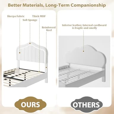GarveeHome Twin Upholstered Bed Frame with Storage Drawer and Smart Led Headboard, Twin Size Platform Bed Frames for Kids, Wooden Slats Support, No Box Spring Needed, Easy Assembly, White - Image 6