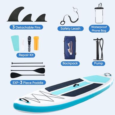 Sweetcrispy Inflatable Stand Up Paddle Board with Premium SUP Paddleboard Accessories,2-in-1 Paddle,Wide Stable Design,Non-Slip Comfort Deck for Adults & Youth of All Skill Levels,Blue - Image 7