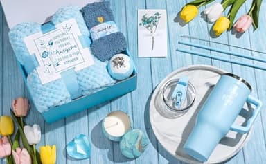 Birthday Gifts for Women Self Care Gifts Get Well Soon Gifts, Ocean Relaxing Spa Gifts Basket Care Package w/ Flannel Blanket 40 OZ Tumbler, Christmas Gifts for Mom Wife Grandma Friends Sisters Her - Image 9