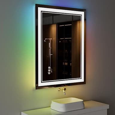 ISTRIPMF 24x36 inch RGB LED Bathroom Mirror with Lights, Colorful Changing Lighted Mirror, Shatterproof Dimmable Anti-Fog LED Vanity Mirror for Bathroom (RGB Backlit + Front-Lit) - Image 1