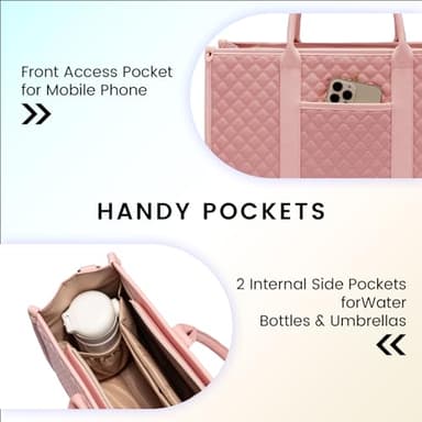 LOVEVOOK Laptop Bags for Women, 17 inch Waterproof Work Tote Bag with Clutch, Professional Teacher Computer Purse Lightweight Shoulder Bag Travel, Quilted Pink - Image 4