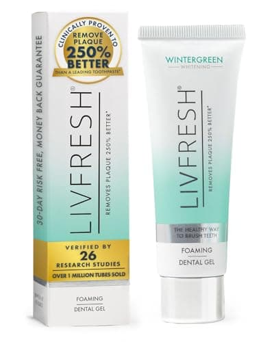 LIVFRESH Toothpaste Gel, Clinically Proven to Remove Plaque 250% Better, Improves Gum Health 190% Better, Prevents & Reduces Tartar, Freshens Breath, SLS Free Dental Gel, Wintergreen - Image 1