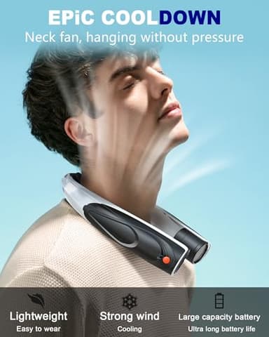 Tenvolti Portable Neck Fan- Hands Free Personal Fan, 6 Speeds 6000mAh Long-Lasting Battery Faster Cooling, USB-C Rechargeable, 360° Airflow, Quiet Gifts for Women Men Office Travel Outdoor - Image 3