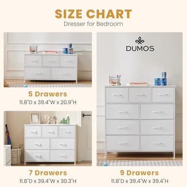 DUMOS Dresser for Bedroom, 5 Storage Drawers, Wide Fabric Closet Chests Organizer Tower Furniture with Wooden Top Metal Frame for Clothes, Guest Room, Living Room, Hallway, Entryway - Image 10