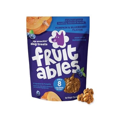 Fruitables Baked Dog Treats, Healthy Pumpkin Treat for Dogs, Low Calorie & Delicious, No Wheat, Corn or Soy, Made in the USA, Pumpkin and Blueberry Flavor, 12oz - Image 1