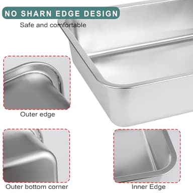 Stainless Steel Cat Litter Box for Big Cats,Small Stainless Steel,Large Metal Cat Litter Box-Easy to Clean.(17.5" L x 13.6" W x 4.1" H). - Image 3