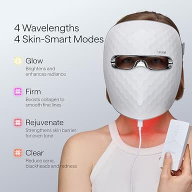 Ulike ReGlow LED Light Therapy Mask, Red Light Therapy for Face, 4 Modes with Red, Blue, Yellow & Infrared Lights for Reduce Acne & Anti-Aging, Eye-Protection, 272 Beads, Remote Control,White - Image 7