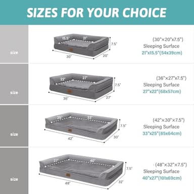 COZY KISS Orthopedic Dog Bed for Large Dog, XL Pet Couch for Extra Large Dog, Big Supportive Foam Bolster Sofa with Waterproof Lining Cover, Anti-Slip, Comfort, Washable, 42x30x7.5 in, U-Shaped, Grey - Image 3