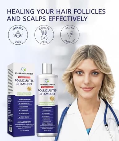 PHARMBANNER Anti-Fungal Shampoo for Folliculitis, Seborrheic Dermatitis, Scalp Psoriasis - Relieves Itchy & Dry Scalp - Image 5