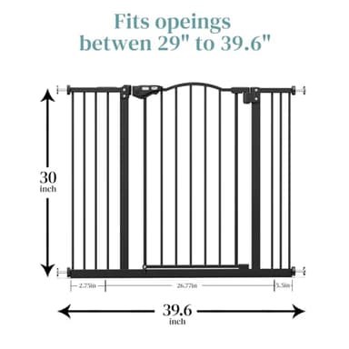 InnoTruth Baby Gate 29–39.6" Wide, 30" Tall Dog Gate for Stairs and Doorways, Pressure Mounted Metal Pet Gate with Dual Lock, Easy Walk-Through and Expandable Design, Black - Image 8