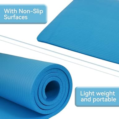 Fitvids All Purpose 1/2-Inch Extra Thick High Density Anti-Tear Exercise Yoga Mat with Carrying Strap, Blue - Image 5
