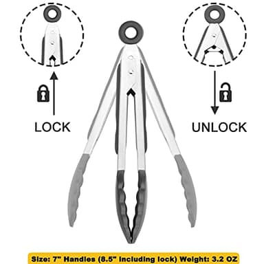 HINMAY Mini Tongs with Silicone Tips 7-Inch Kitchen Tongs, Set of 3 (Black) - Image 3