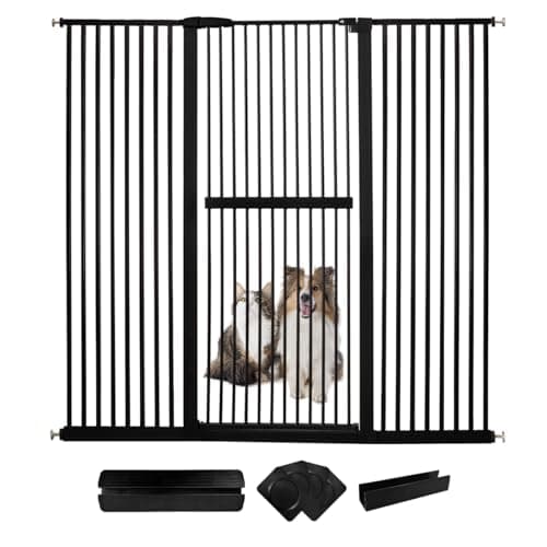 Lumizone Extra Tall Cat Gate 61.02" High Pressure Mounted Extra Wide 63.39"-67.32" (17Sizes) 1.37" Gap No Drilling Auto-Close Tall Pet Gate for Dogs (Black, 63.32"-67.91"/161-171cm) - Image 1